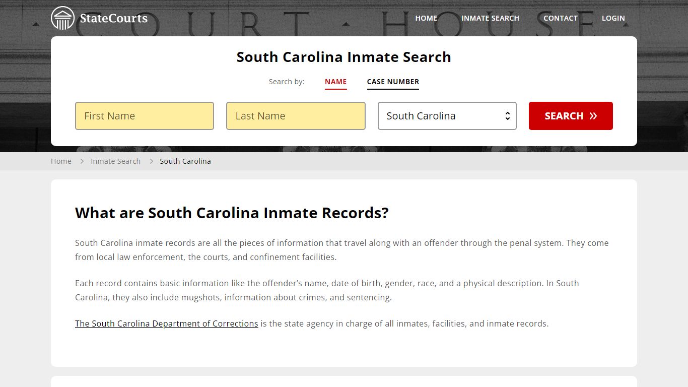 South Carolina Inmate Search, Prison and Jail Information - StateCourts