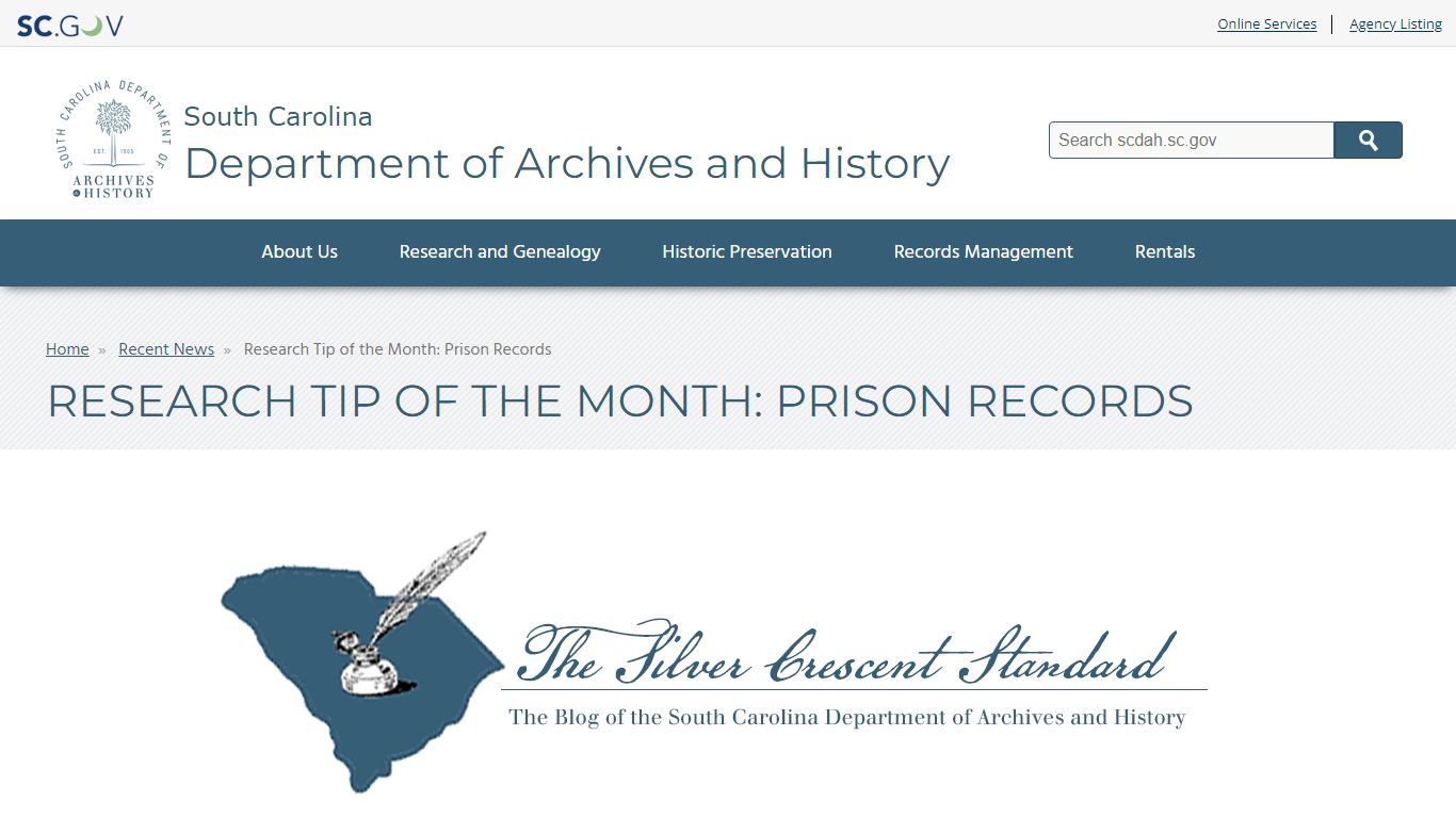 Research Tip of the Month: Prison Records - South Carolina