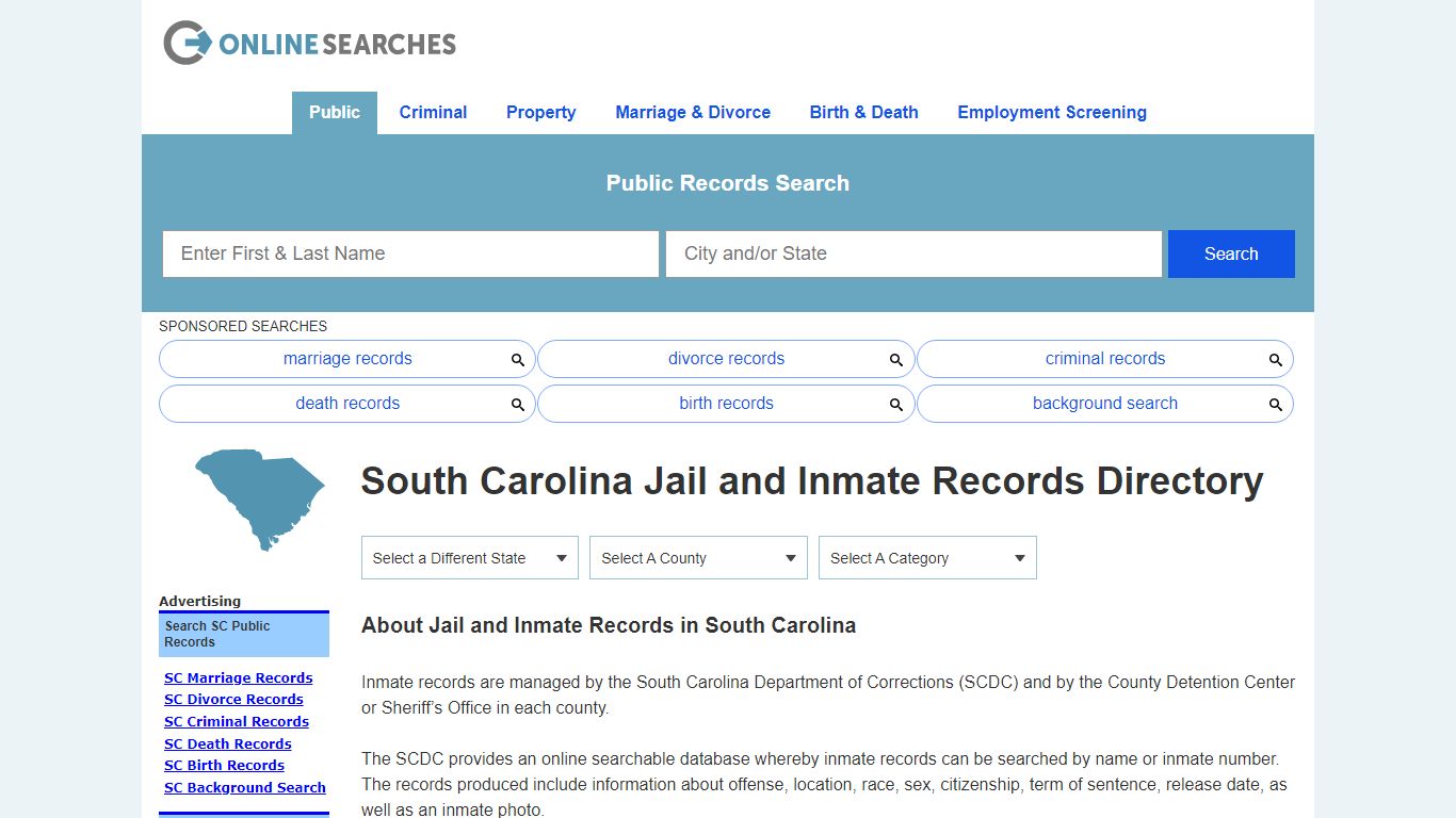 South Carolina Jail and Inmate Records Search Directory